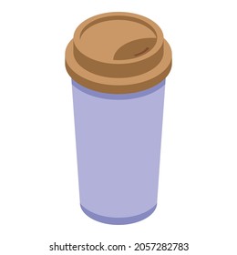 Chocolate coffee cup icon. Isometric of chocolate coffee cup vector icon for web design isolated on white background