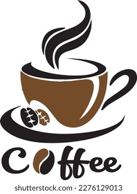 Chocolate coffee cup template, vector icon design, logo concept logo