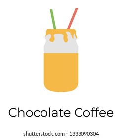 Chocolate coffee icon, flat vector 