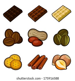 Chocolate and coffee icon set