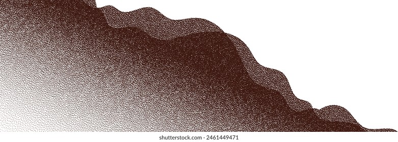 Chocolate and coffee powder, scattered cocoa on a light background. Particles of earth and dust. Brown sand texture.Top view of the cake.