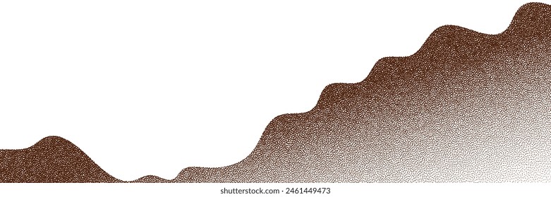 Chocolate and coffee powder, scattered cocoa on a light background. Particles of earth and dust. Brown sand texture.Top view of the cake.