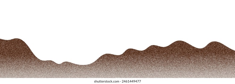 Chocolate and coffee powder, scattered cocoa on a light background. Particles of earth and dust. Brown sand texture.Top view of the cake.