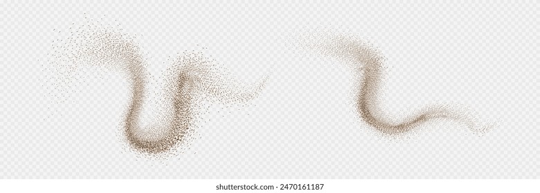 Chocolate and coffee powder, scattered cocoa on a light background. Particles of earth and dust. Brown sand texture.Top view of the cake.