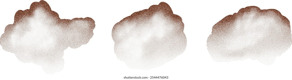 Chocolate and coffee powder, scattered cocoa on a light background. Particles of earth and dust. Brown sand texture.Top view of the cake.