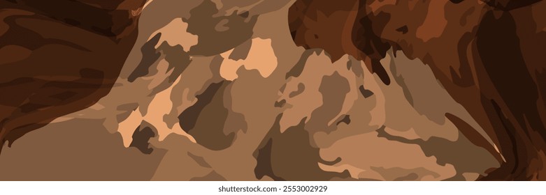 Chocolate and coffee powder, scattered cocoa on a light background. Particles of earth and dust. Brown sand texture.Top view of the cake.