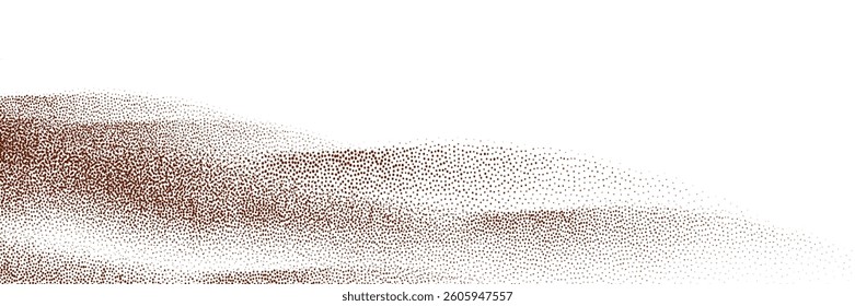  Chocolate and coffee powder, scattered cocoa on a light background. Particles of earth and dust. Brown sand texture.Top view of the cake.