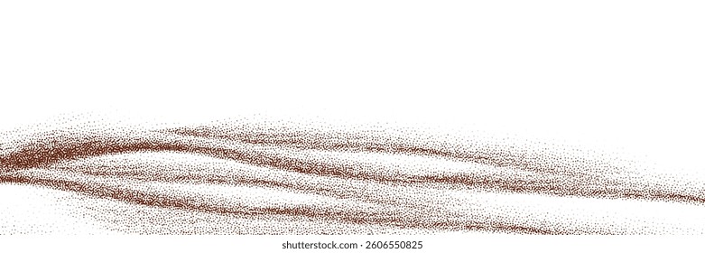  Chocolate and coffee powder, scattered cocoa on a light background. Particles of earth and dust. Brown sand texture.Top view of the cake.