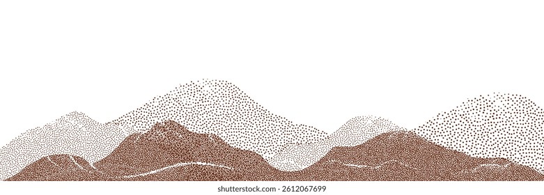  Chocolate and coffee powder, scattered cocoa on a light background. Particles of earth and dust. Brown sand texture.Top view of the cake.