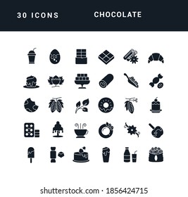 Chocolate. Collection of perfectly simple monochrome icons for web design, app, and the most modern projects. Universal pack of classical signs for category Food and Drink.
