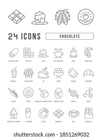 Chocolate. Collection of perfectly thin icons for web design, app, and the most modern projects. The kit of signs for category Food and Drink.