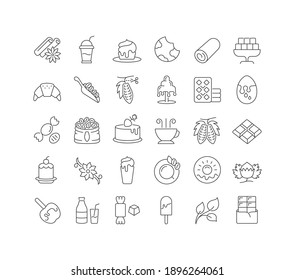Chocolate. Collection of perfectly thin icons for web design, app, and the most modern projects. The kit of signs for category Food and Drink.