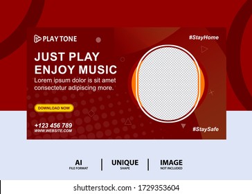 Chocolate Color Enjoy Music web Banner Design