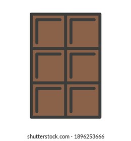 Chocolate color flat icon with stroke isolated on white background. Chocolate vector icon for web, mobile, app and ui design