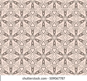 Chocolate color seamless floral pattern. Abstract flower. Vector illustration