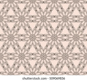 Chocolate color seamless floral pattern. Abstract flower. Vector illustration