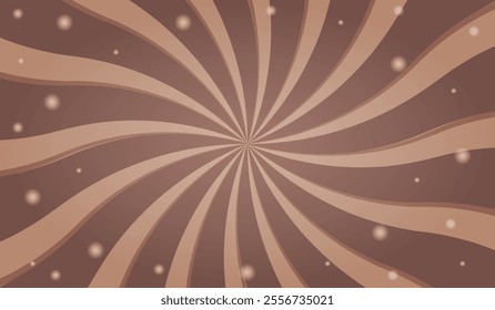 Chocolate color sunburst background. Abstract chocolate cream sunbeams design wallpaper. Colorful spinning lines for template, banner, poster, flyer. Vector backdrop