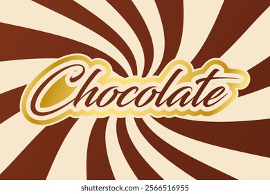 Chocolate color sunburst background. Abstract chocolate cream sunbeams design. Colorful spinning lines for template, banner, poster, flyer. Sweet rotating cartoon swirl or whirlpool. Vector