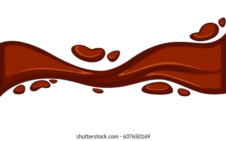 Ilustración vectorial de concepto de chocolate en diseño plano con salpicaduras sabrosas