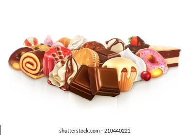 Chocolate, confectionery vector illustration