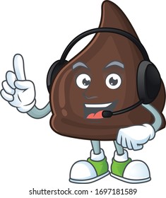 Chocolate conitos cartoon character style speaking on headphone