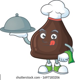 A chocolate conitos chef cartoon design with hat and tray