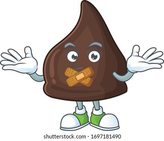 Chocolate conitos mascot cartoon design with quiet finger gesture