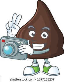 Chocolate conitos photographer mascot design concept using an expensive camera