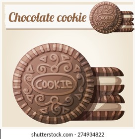 Chocolate cookie 2. Detailed vector icon. Series of food and ingredients for cooking.