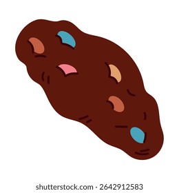 Chocolate cookie with candy. Vector illustration