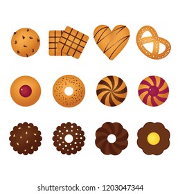 Chocolate Cookie Chip Biscuit Baked Sweet Snack Set