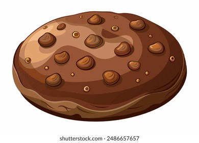 Chocolate cookie with chocolate chips for chocolate lovers, on white background