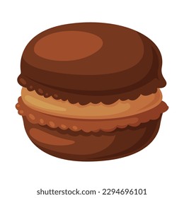 Chocolate cookie with cream. Sweet confectionery product, tasty cocoa dessert cartoon vector illustration