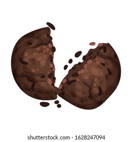 Chocolate Cookie Crumbs and Chips Isolated On White Background Vector Item