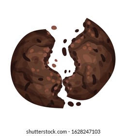 Chocolate Cookie Crumbs and Chips Isolated On White Background Vector Item