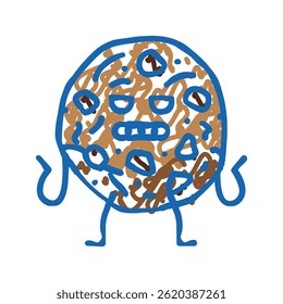 chocolate cookie dessert character doodle icon sketch vector. chocolate cookie dessert character sign. isolated symbol illustration