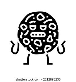 chocolate cookie dessert character glyph icon vector. chocolate cookie dessert character sign. isolated symbol illustration