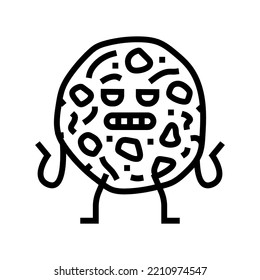 chocolate cookie dessert character line icon vector. chocolate cookie dessert character sign. isolated contour symbol black illustration