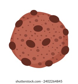 Chocolate cookie. Cookie homemade with chocolate chips. Chocolate biscuit isolated on white background. Cartoon vector illustration chocolate cookie.