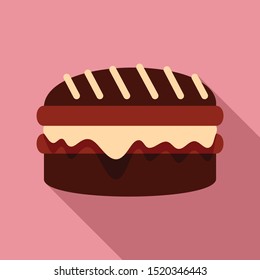 Chocolate cookie icon. Flat illustration of chocolate cookie vector icon for web design