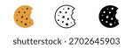 Chocolate cookie icons with bite marks. Vector design