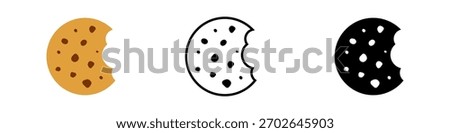 Chocolate cookie icons with bite marks. Vector design