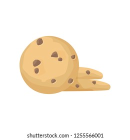 Chocolate cookie illustration. Biscuit, choco, bread. Food concept. Vector illustration can be used for topics like food, confectionary, sweet shop 