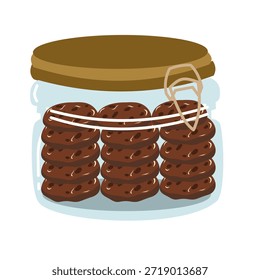 Ilustración plana de tarro de galletas de chocolate