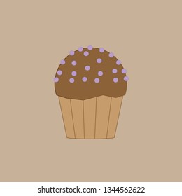 Chocolate cookie on the light beige background