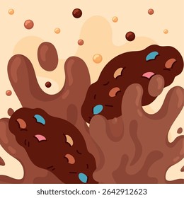 Chocolate cookie splash. Vector illustration