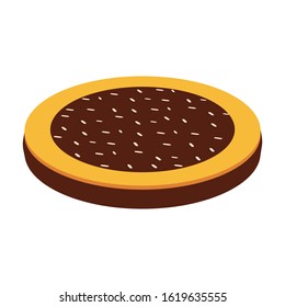 Chocolate cookie vector icon.Cartoon vector icon isolated on white background chocolate cookie .