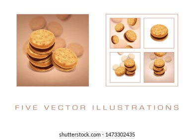 Chocolate cookies 3d illustration, graphic concept for your design