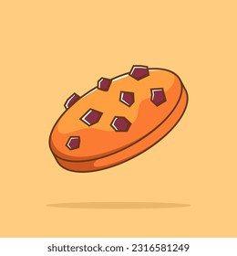 Chocolate Cookies Cartoon Vector Icon Illustration. Food Snack Icon Concept Isolated Premium Vector. Flat Cartoon Style
