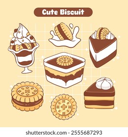 Chocolate Cookies and cream dessert cute kawaii food sticker